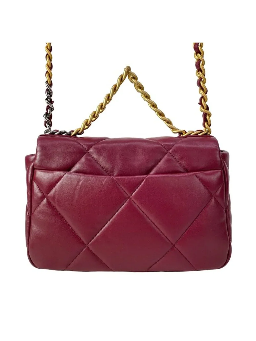 Chanel Shoulder Bag 19 Bordeaux Metal 2-Way Chain